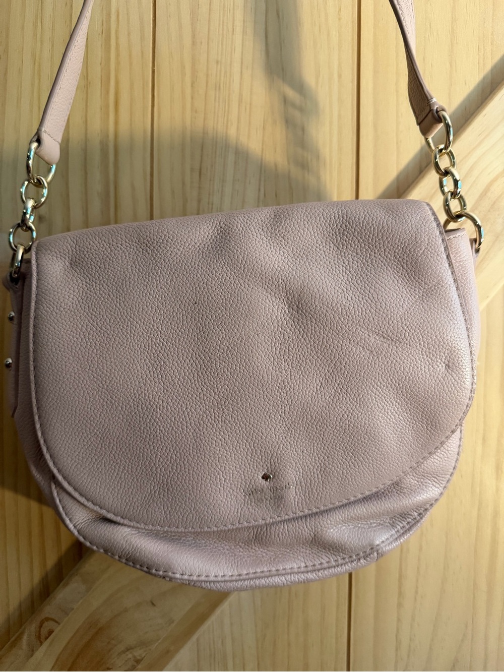 kate spade Pebbled Blush Pink Leather Crossbody with Hot Pink Trim